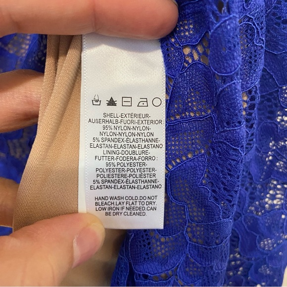 Dress the Population Kendra Body-Con Low-Back Blue Lace Midi Dress XL - Picture 8 of 9